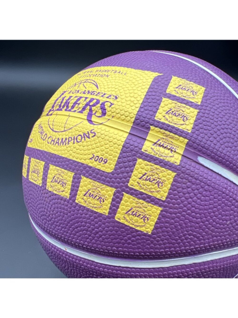 Vtg Spalding/LA LAKERS NBA Souvenir/Kid Toy Mini 7" Basketball; Purple/Yellow - Picture 8 of 11